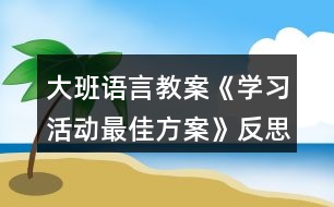 大班語言教案《學習活動最佳方案》反思