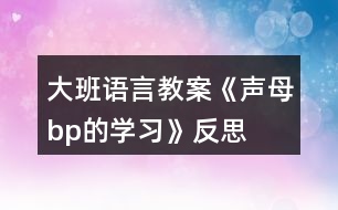 大班語言教案《聲母b、p的學(xué)習(xí)》反思