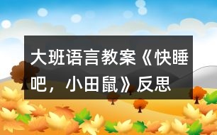 大班語言教案《快睡吧，小田鼠》反思