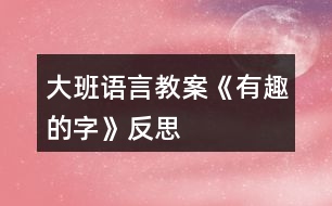 大班語(yǔ)言教案《有趣的字》反思