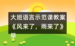 大班語言示范課教案《風(fēng)來了，雨來了》（早期閱讀）