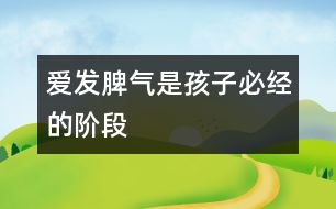 愛發(fā)脾氣是孩子必經(jīng)的階段