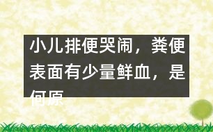 小兒排便哭鬧，糞便表面有少量鮮血，是何原因