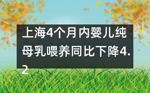 上海：4個月內(nèi)嬰兒純母乳喂養(yǎng)同比下降4.27個百分點