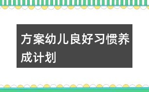 方案幼兒良好習慣養(yǎng)成計劃