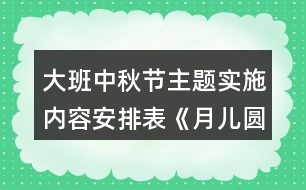 大班中秋節(jié)主題實施內容安排表《月兒圓夢兒甜》